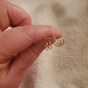 Gold double hoop earrings